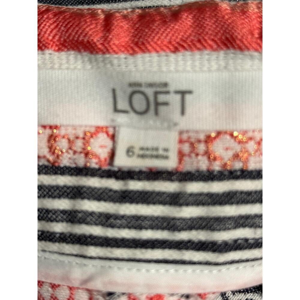LOFT Riviera Jacquard Stripe Shorts Size 6 Tassel Tie Cotton Blend Boho - Picture 8 of 12